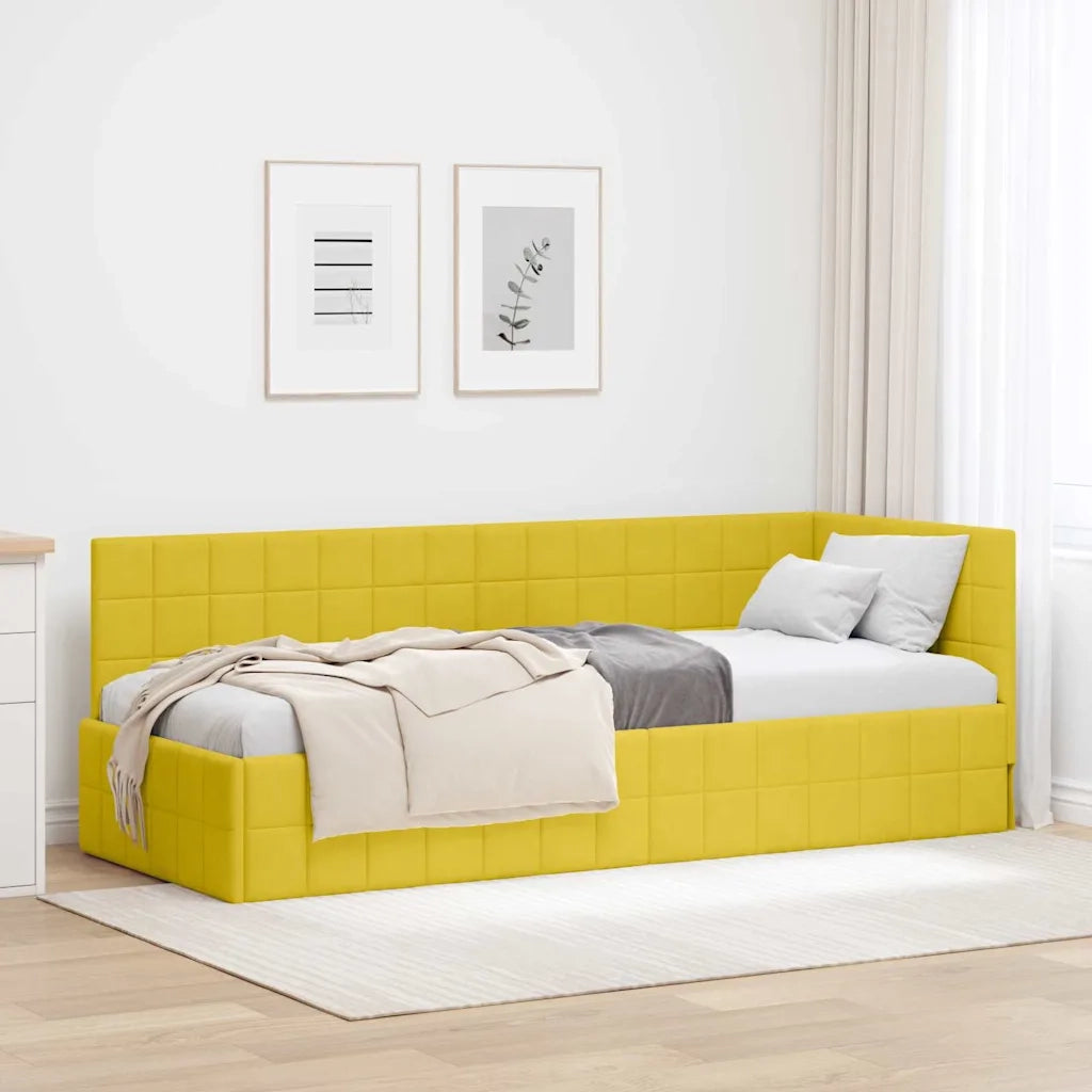Cornice del letto ad angolo Giallo 80 cm x 200 cm Velluto 42016374