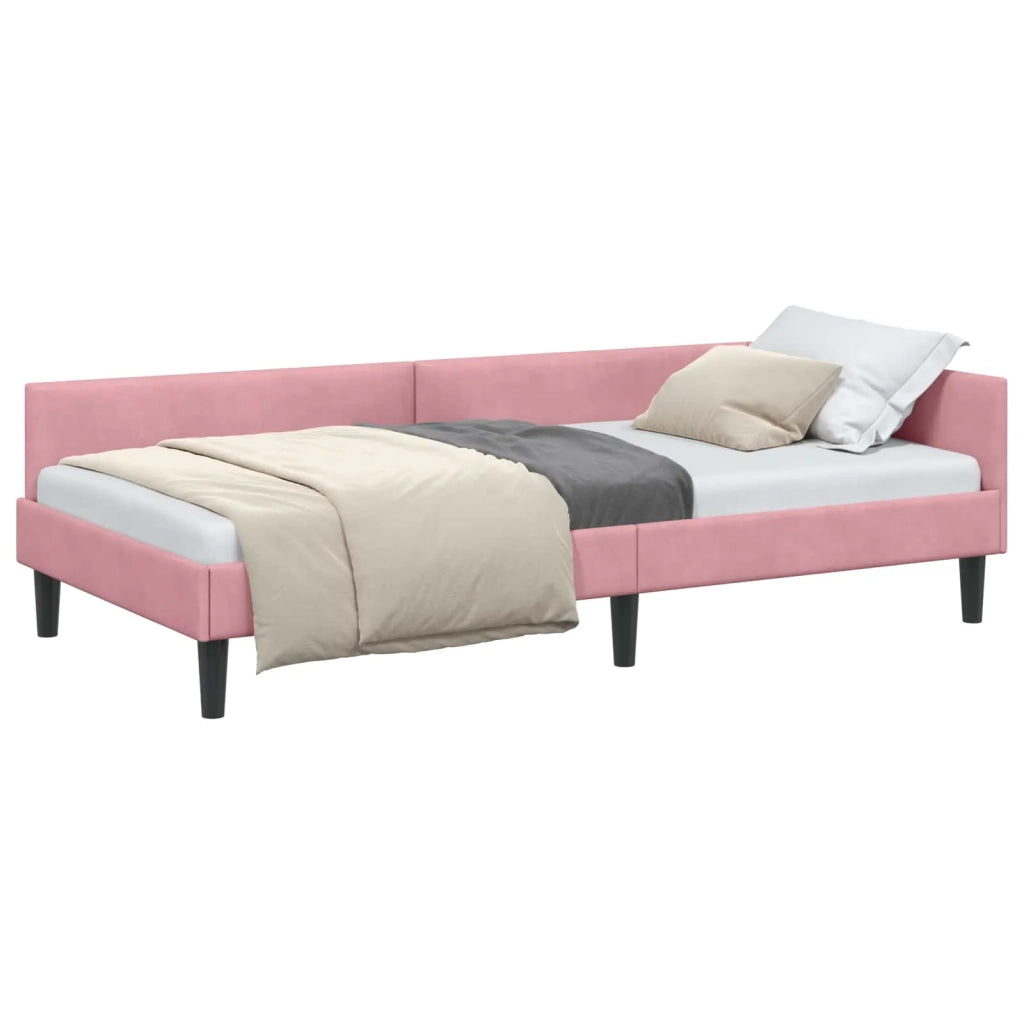 Cornice del letto ad angolo Rosa 100 cm x 200 cm Velluto 42016167