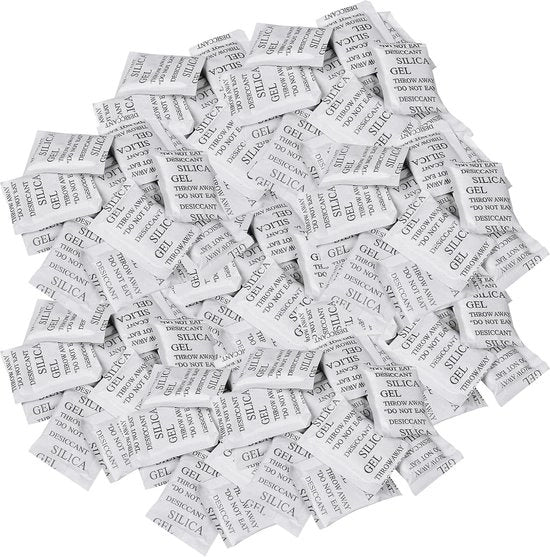 Pacchetti di silicagel per assorbimento di umidità - 100 confezioni - Disidratante trasparente per qualità alimentare