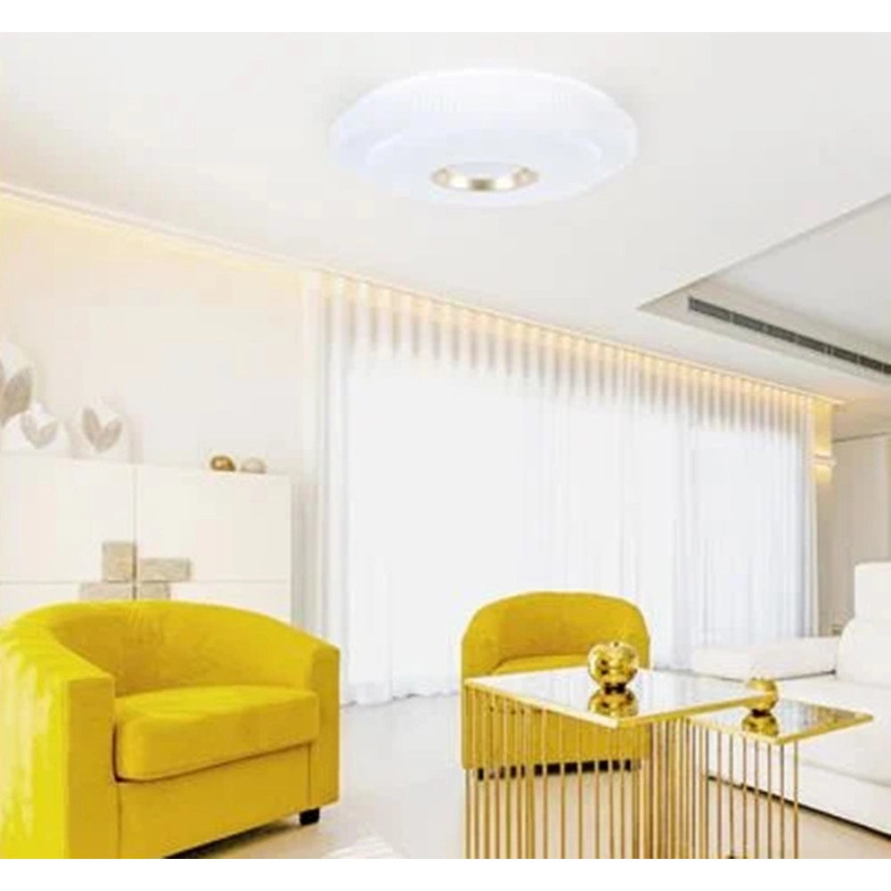 Trade Shop - Plafoniera Led Lampada Da Soffitto 60w Luce Bianco Freddo 6500k Oro Bianco 63824 -