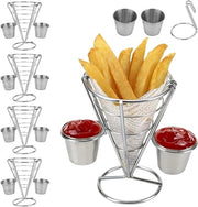 Set di contenitori per patatine con 4 contenitori rimovibili e un vassoio per patatine - Vassoio per patatine con contenitori - Servizio per snack - Standard per patatine - Adatto per sacchetti a punta - Set da 4 pezzi