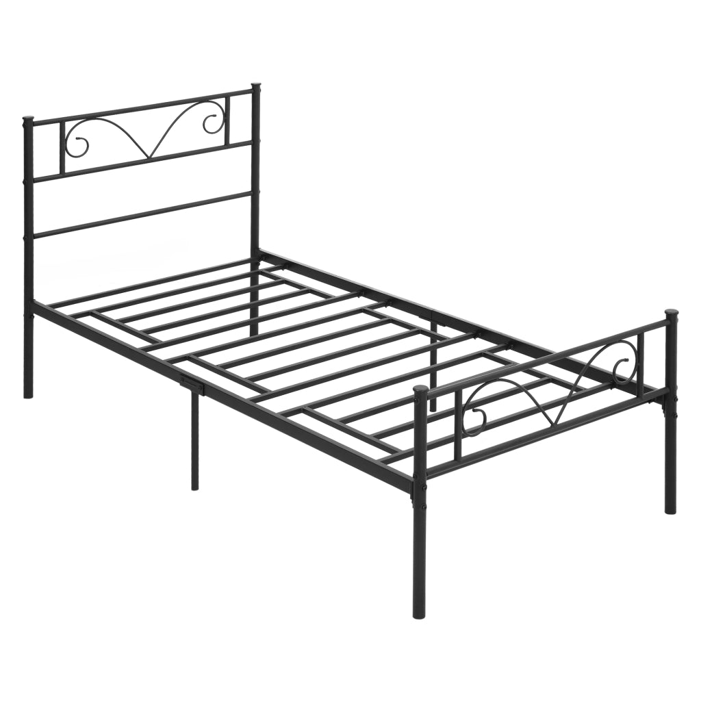 Letto Singolo in Metallo con Testiera a Farfalla ¨C Zephmum ¨C Nero 90x190x100 cm