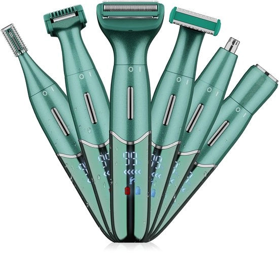 Sistema multiuso elettrico per depilazione schiena, piastra elettrica per depilazione senza dolore, piastra elettrica per depilazione corpo, piastra elettrica per depilazione viso, trimmer per zona intima, trimmer per linea bikini, modello: (colore verde)