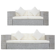 Set di Divani 2 pz con Cuscini Grigio in Rattan Naturale cod mxl 19131