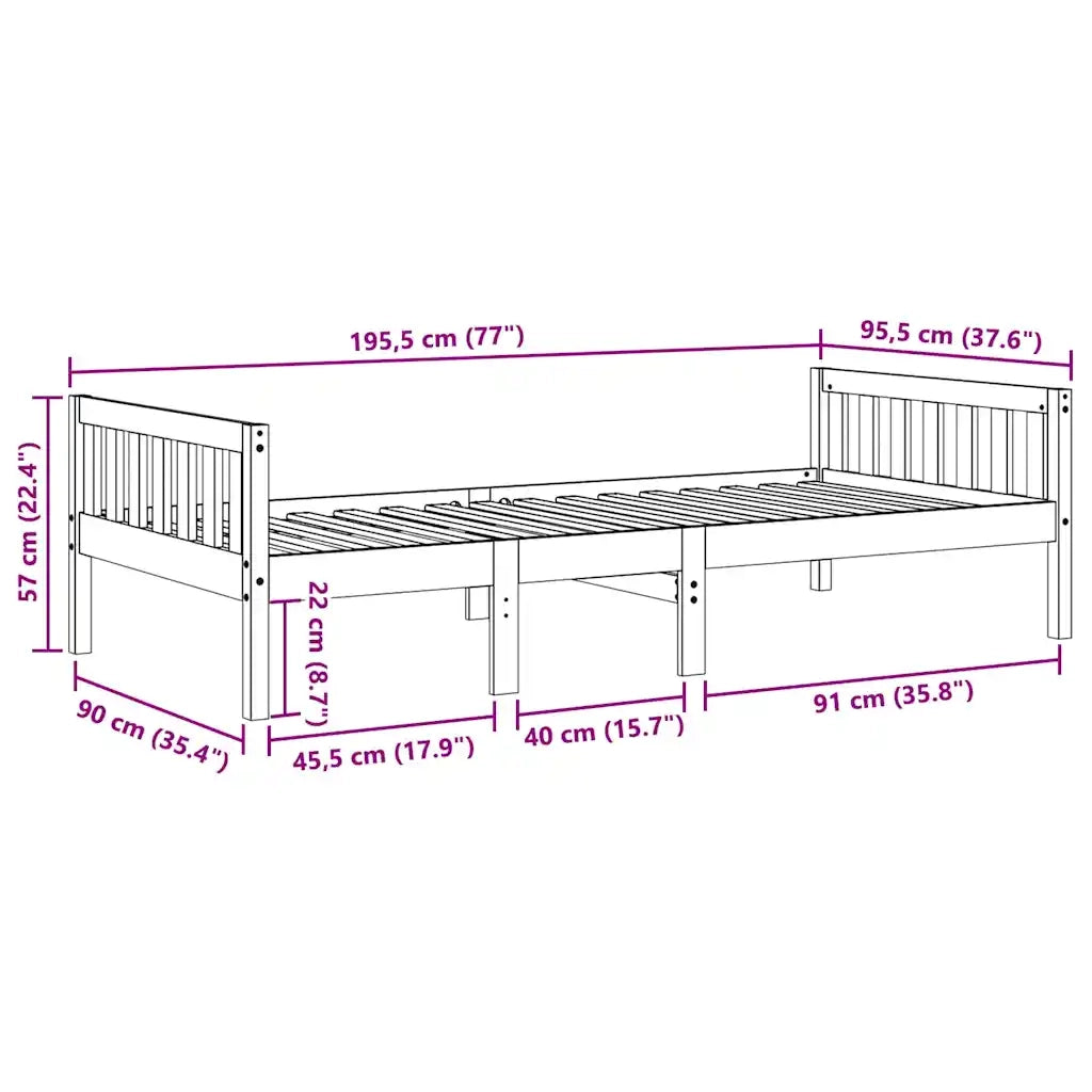 Letto per Bambini senza Materasso 90x190 cm Legno Massello Pino