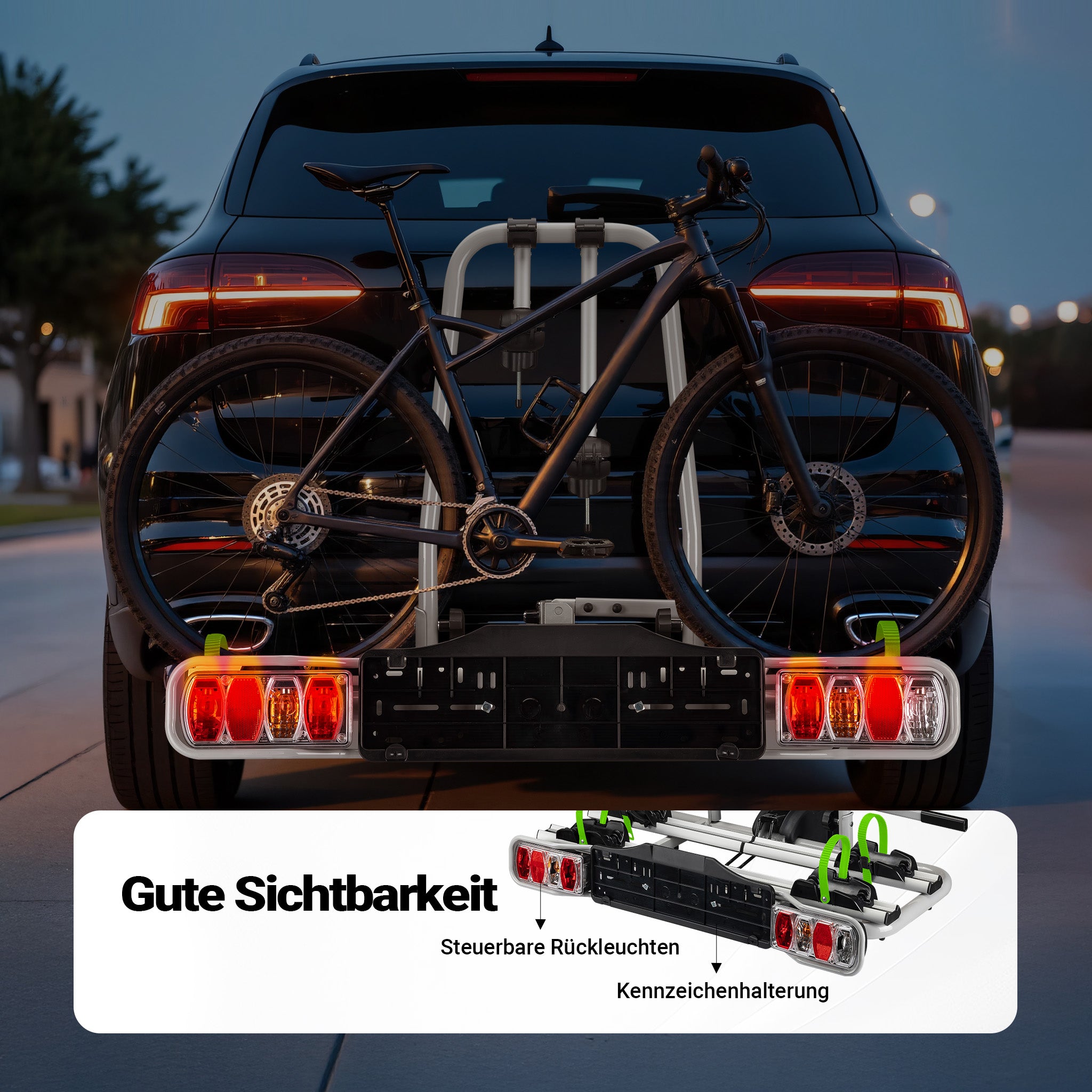 Portabici auto universale per 2 biciclette, porta bici per auto pieghevole, portata max 60 kg, con protezione antifurto