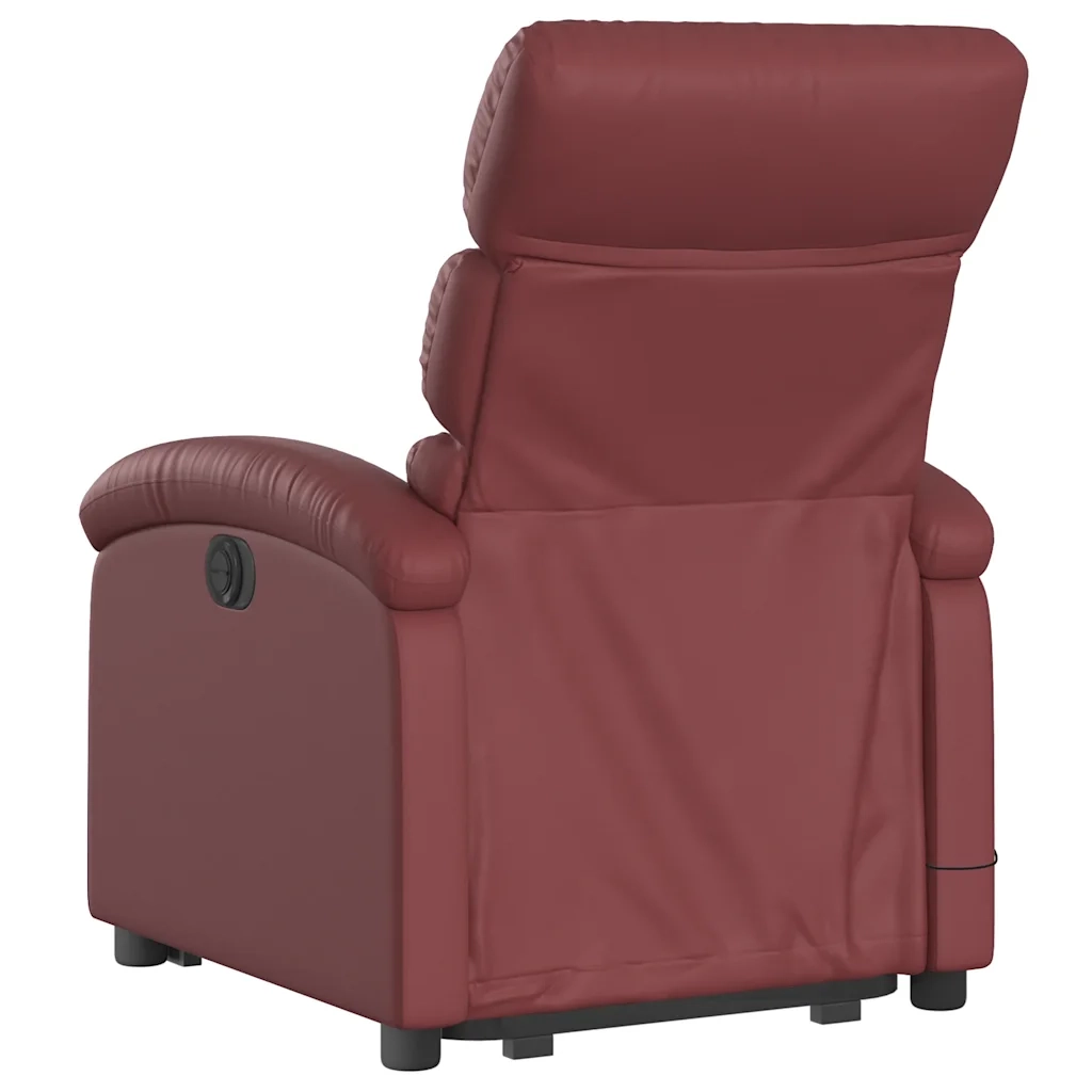 Poltrona Alzapersona Reclinabile Rosso Vino in Similpelle 3204065