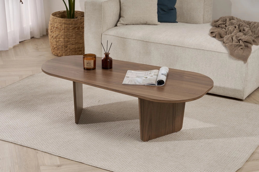 Tavolino da caffè in legno "Ovalis" - 130 x 65 x 40 cm - Noce