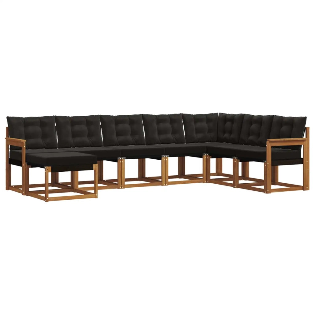 Set di divani da esterno con cuscino 8 pcs Naturale e Nero