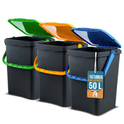 Akitaink Set 3 Pattumiere 50L Raccolta Differenziata