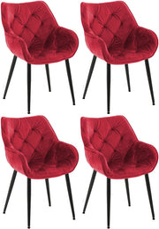 Set di 4 poltroncine Tanna in velluto rosso