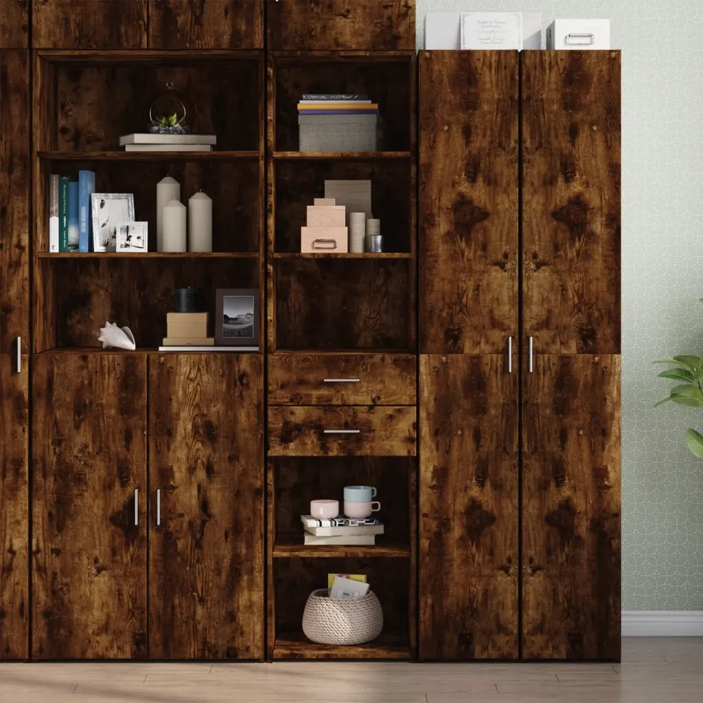 Credenza-Buffet-Armadio da cucina Rovere Fumo 45x42,5x185 cm in Legno Multistrato 367048