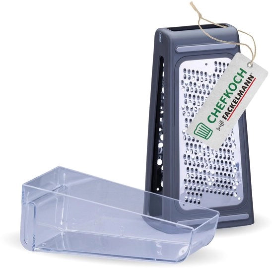 Raspante per cucina con supporto - realizzato in acciaio inossidabile e HIPS, ideale per formaggi, verdure, zenzero, con superficie antiscivolo, resistente al lavastoviglie