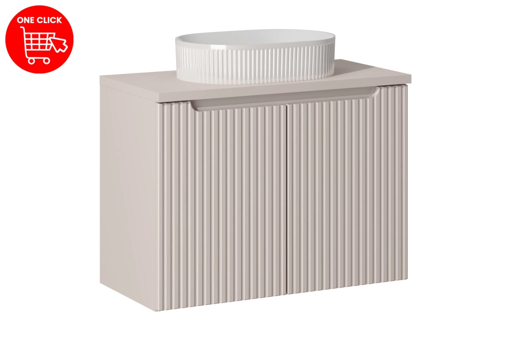 Set mobili bagno 80 cm con piano e lavabo da appoggio Beyond Nova Cashmere 80 x 1401 x 40 cm