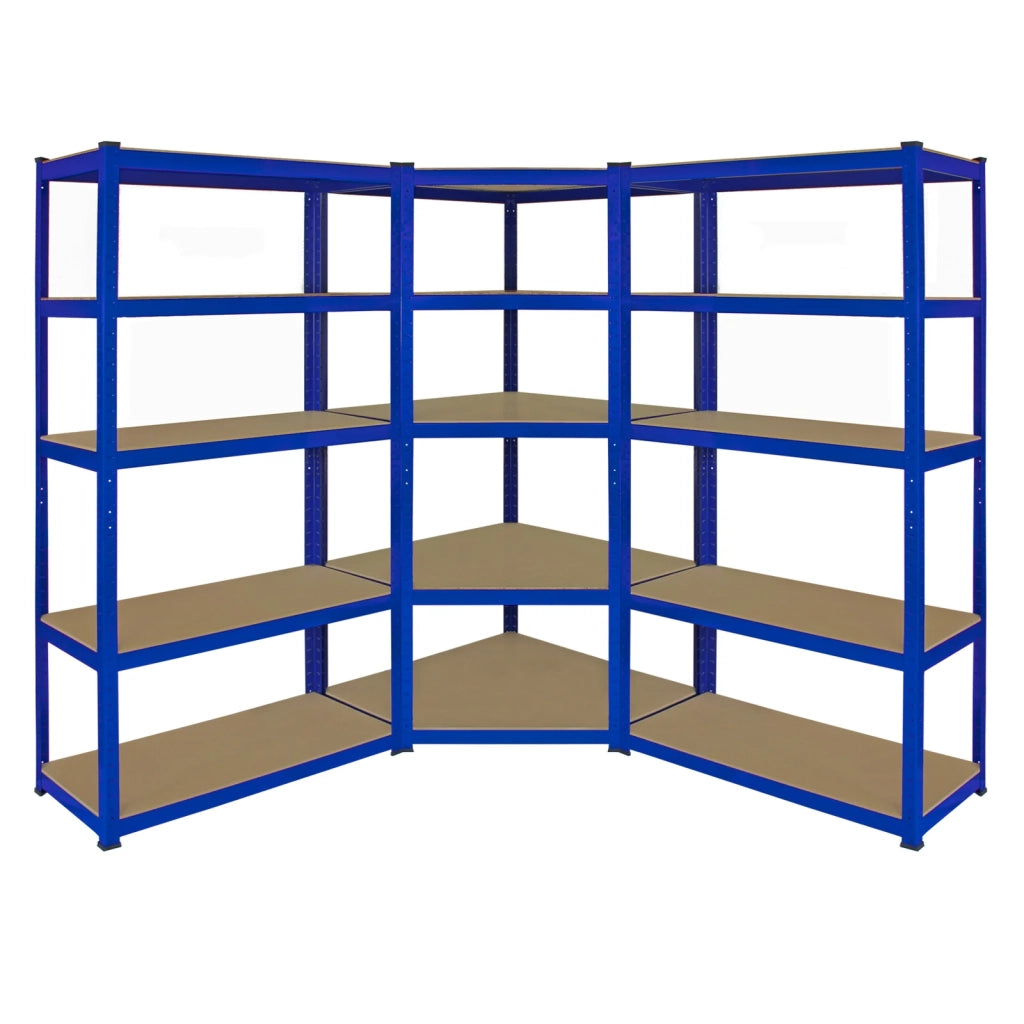1 Scaffale ad Angolo & 2 Scaffali T-Rax in Acciaio Senza Bulloni Blu