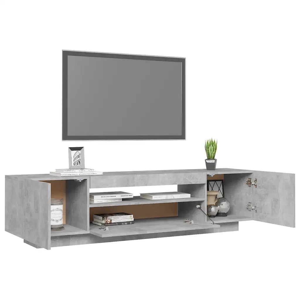 Mobile Porta TV con Luci LED-Credenza TV Grigio Cemento 160x35x40 cm
