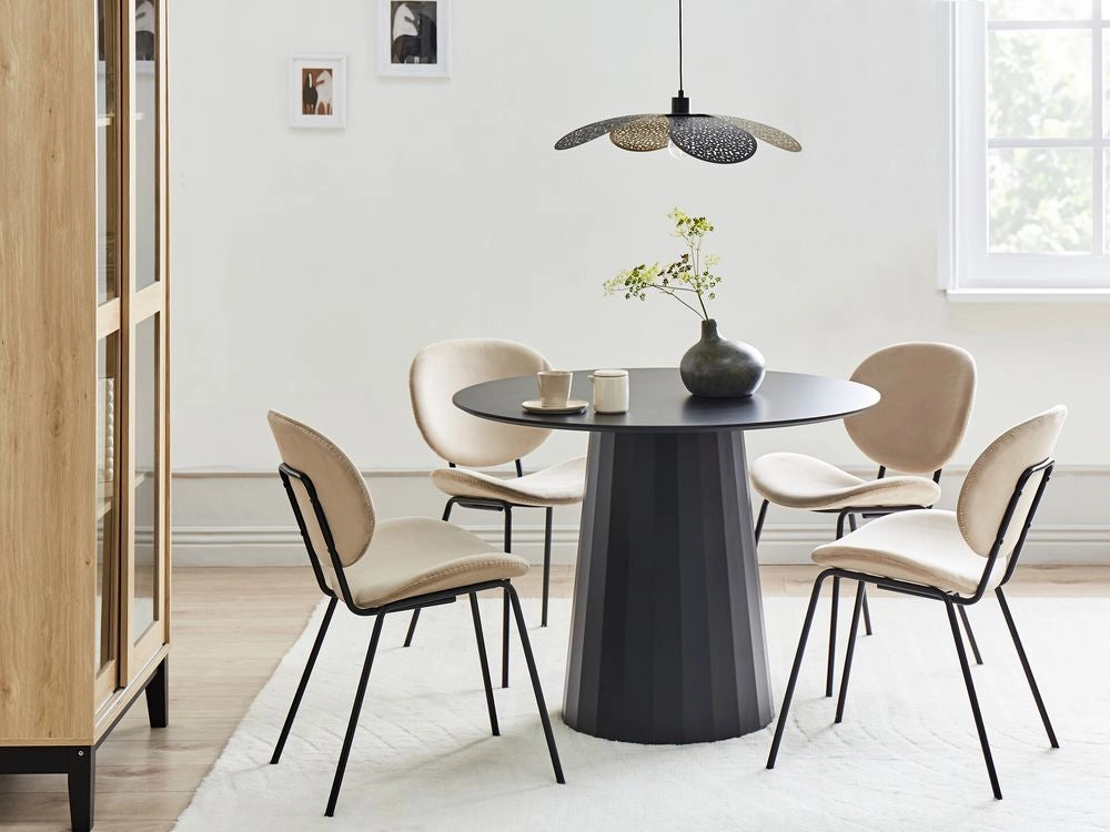 Tavolo da pranzo Nero MDF Struttura in acciaio ø 100 cm Rotondo Moderno Scandinavo