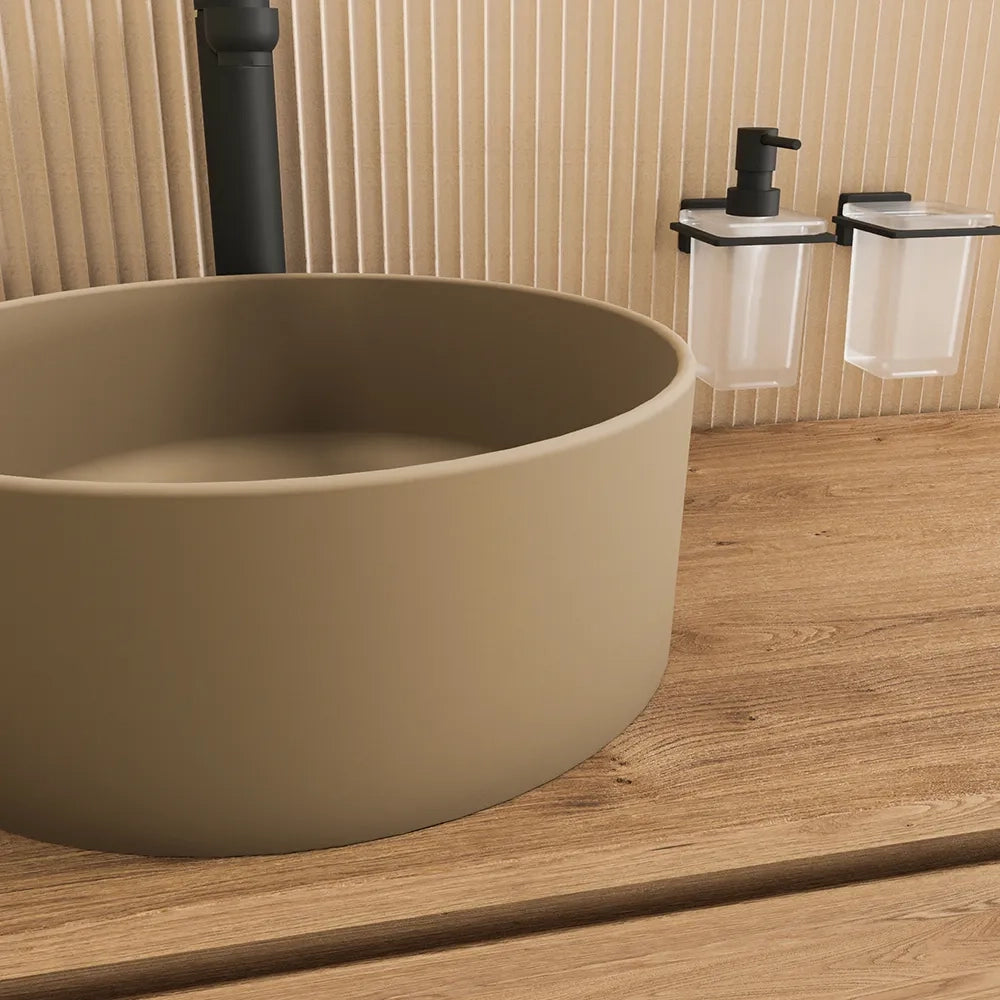 Lavabo da appoggio tondo 37,5x37,5x13,5 tortora | Tirreno