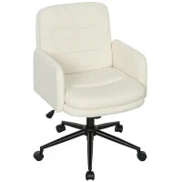 Sedia da ufficio con rivestimento in tessuto, braccioli, 5 ruote, girevole, Crema