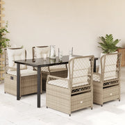 Set da Pranzo da Giardino 5 pz con Cuscini Beige in Polyrattan 3263023
