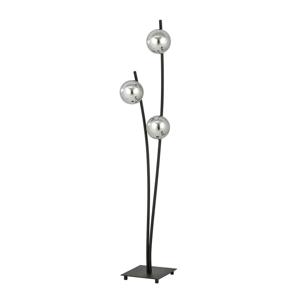 Piantana Contemporaneo Oceano Acciaio Nero Grigio 3 Luci E14 Ip20