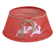 Copri base albero tessuto pieghevole renne rosso tondo cm Ø56xh25