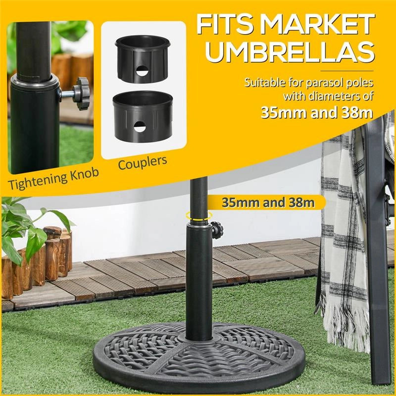 BASE PER OMBRELLONE DA GIARDINO ROTONDA EFFETTO RATTAN Ø45CM PESO DA 9.5KG NERO
