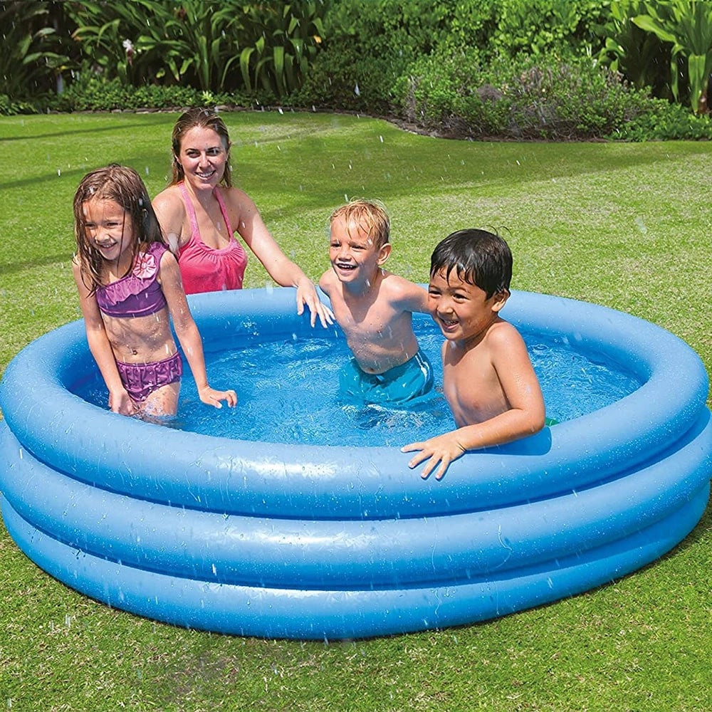 Trade Shop - Piscina Gonfiabile Crystal Blu Grande 3 Anelli 168 X 38 Cm Estate Bambini 58446 -