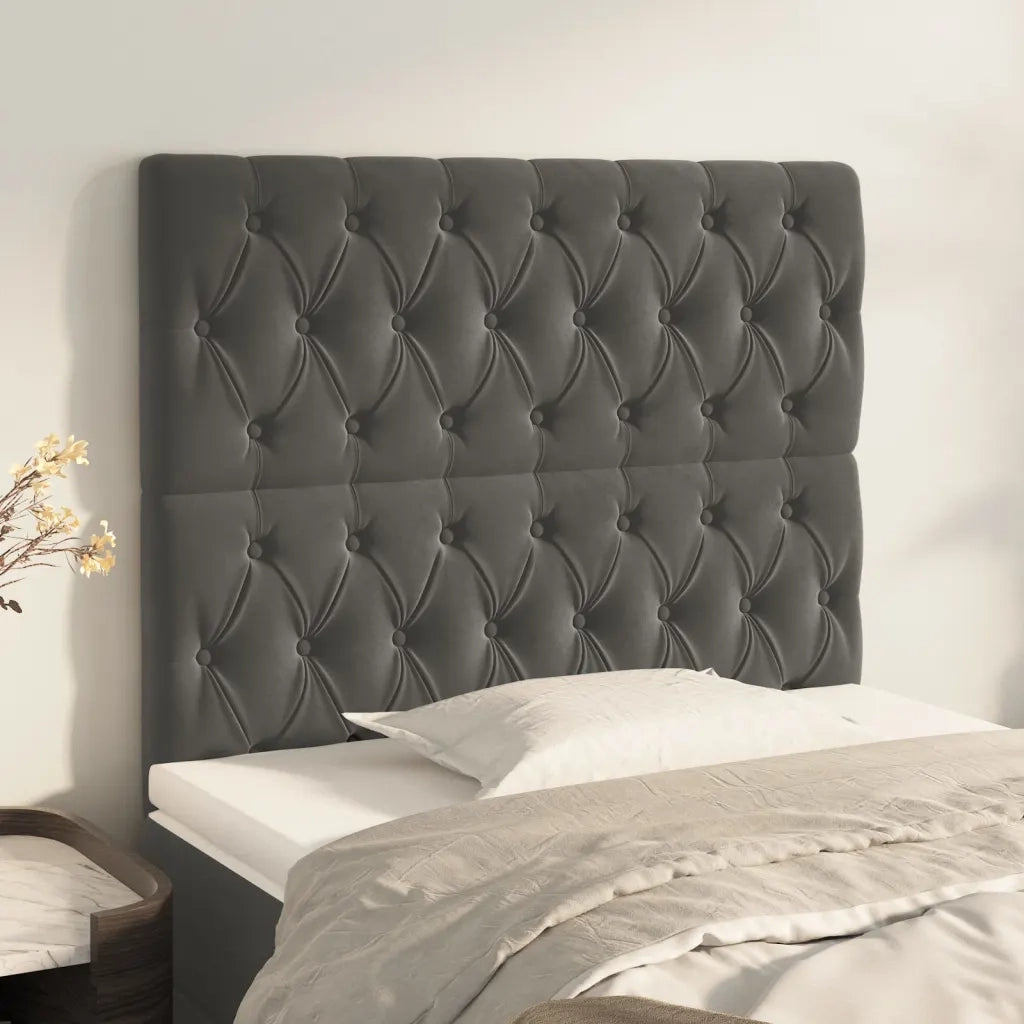 Testiera-Testata Decorativa Grigio Scuro 90x7x118/128 cm Velluto