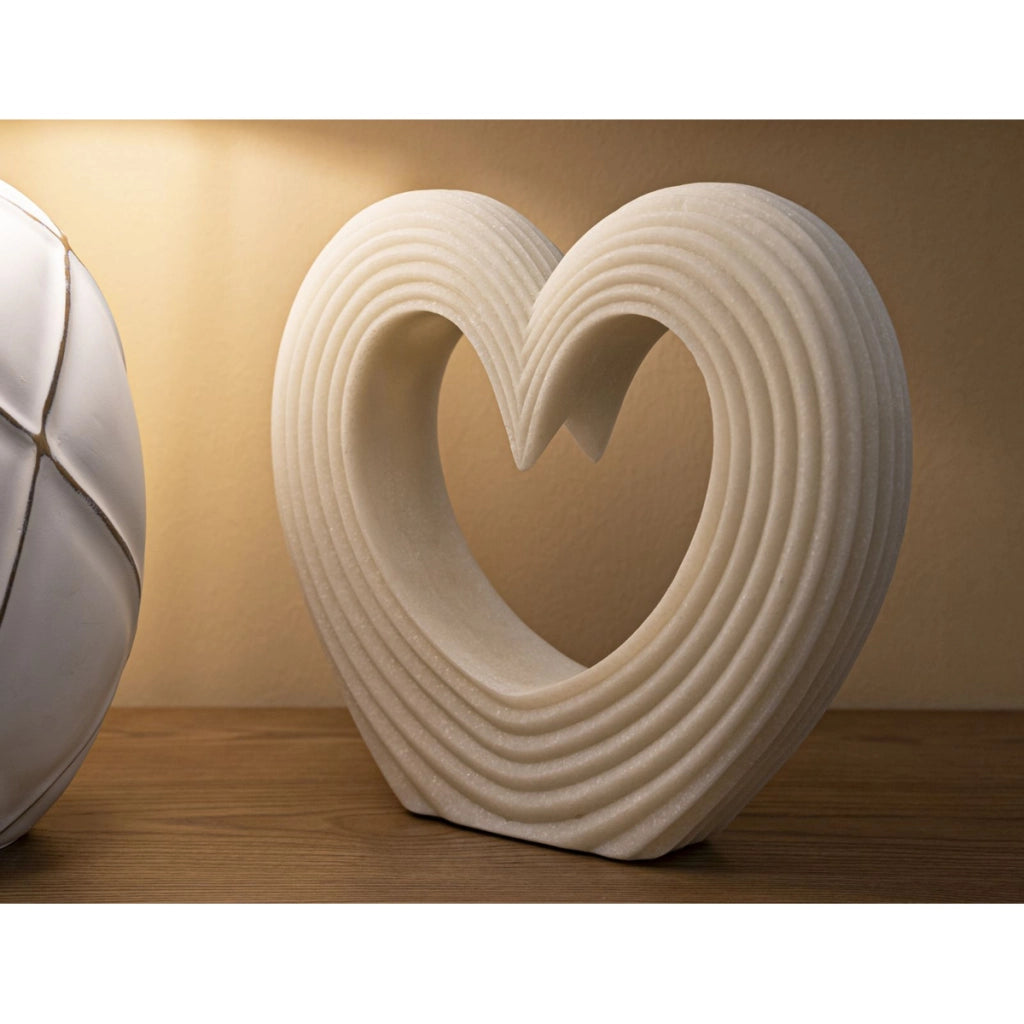 Scultura Cuore 12, Bianco, Poliresina, 30x7x26 cm
