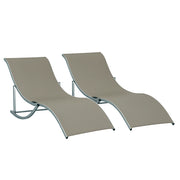 Set 2 Sdraio da Giardino Pieghevoli, Lettino Prendisole in Alluminio e Textilene, 61x165x63cm