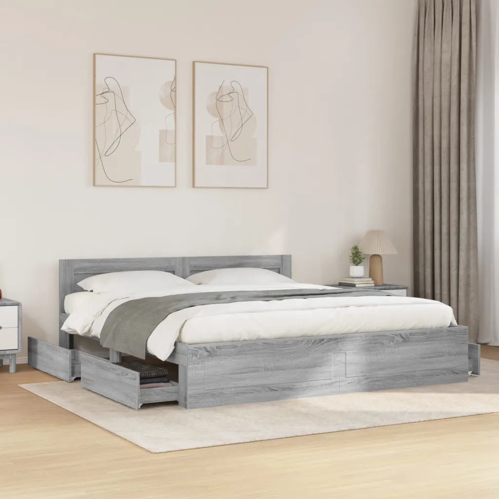 Giroletto Testiera Grigio Sonoma 200x200 cm Legno Multistrato