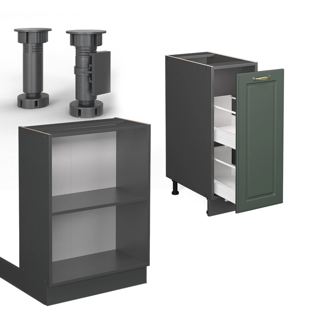 Isola cucina Fame-Line Verde-oro rustico/Antracite 90 cm con cassetto, senza piano di lavoro Vicco