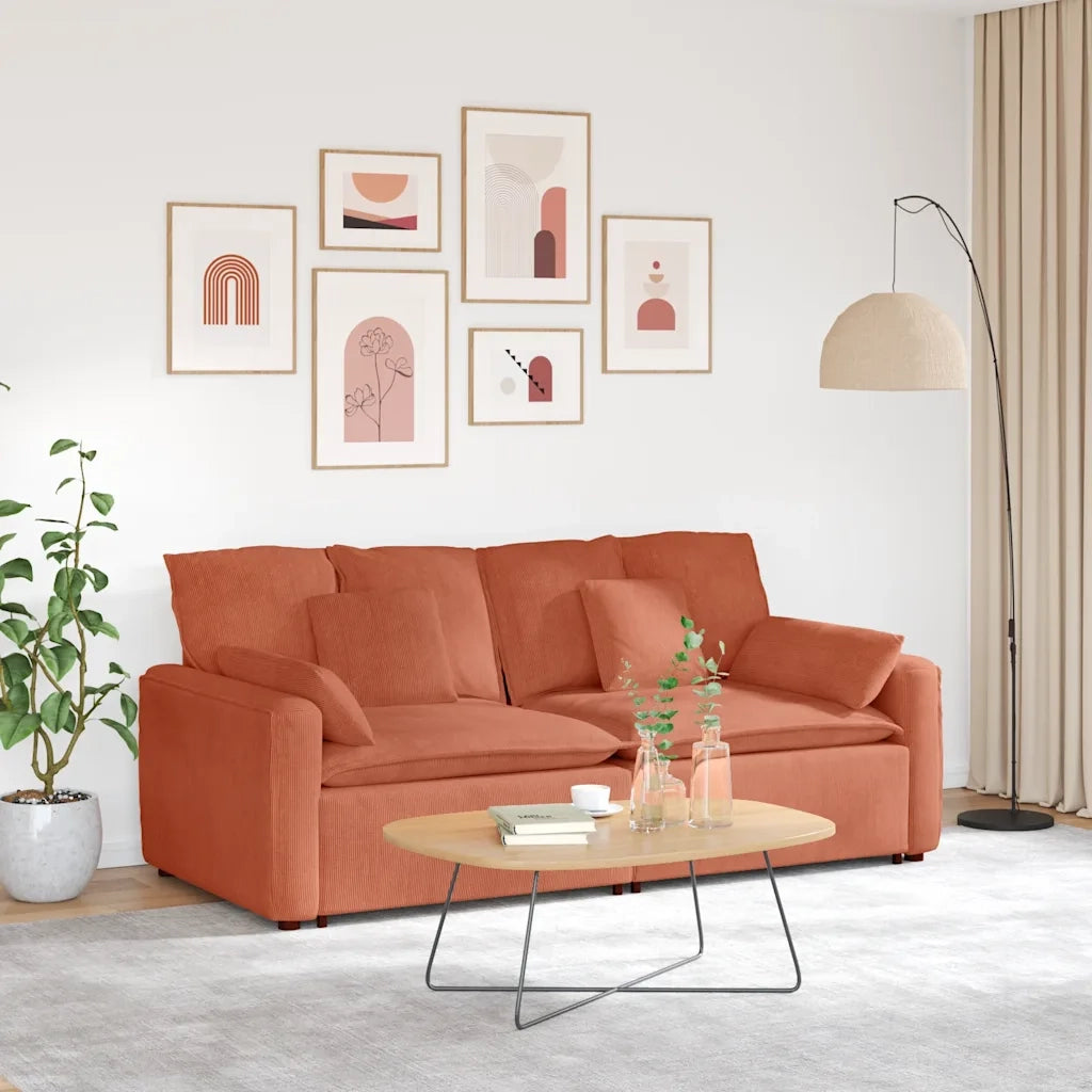 vidaXL Divano Modulare con Cuscini Rosso Arancione