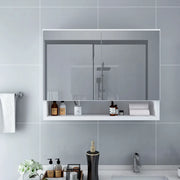 Armadietto a Specchio con LED-Mobile con specchio Bianco 80x15x60 cm in MDF