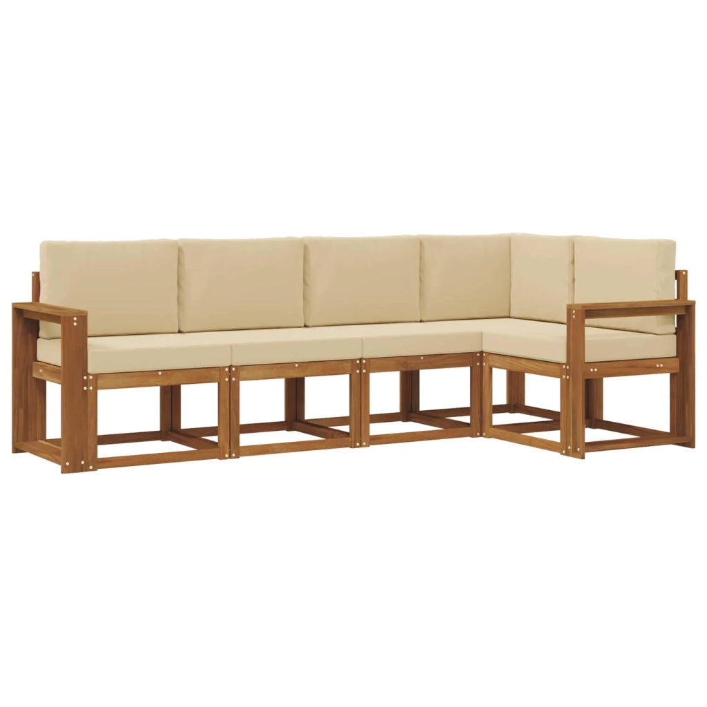 Set di divani da esterno con cuscino 5 pcs Naturale e Beige