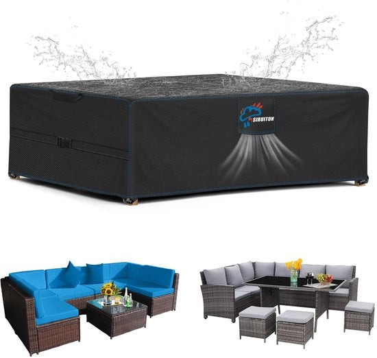 Ottomano 150x150x74cm con fori di ventilazione, impermeabile, resistente al vento, UV, robusto e resistente alle abrasioni 420D zecca di Oxford per ottomani esterni, ottomano invernale