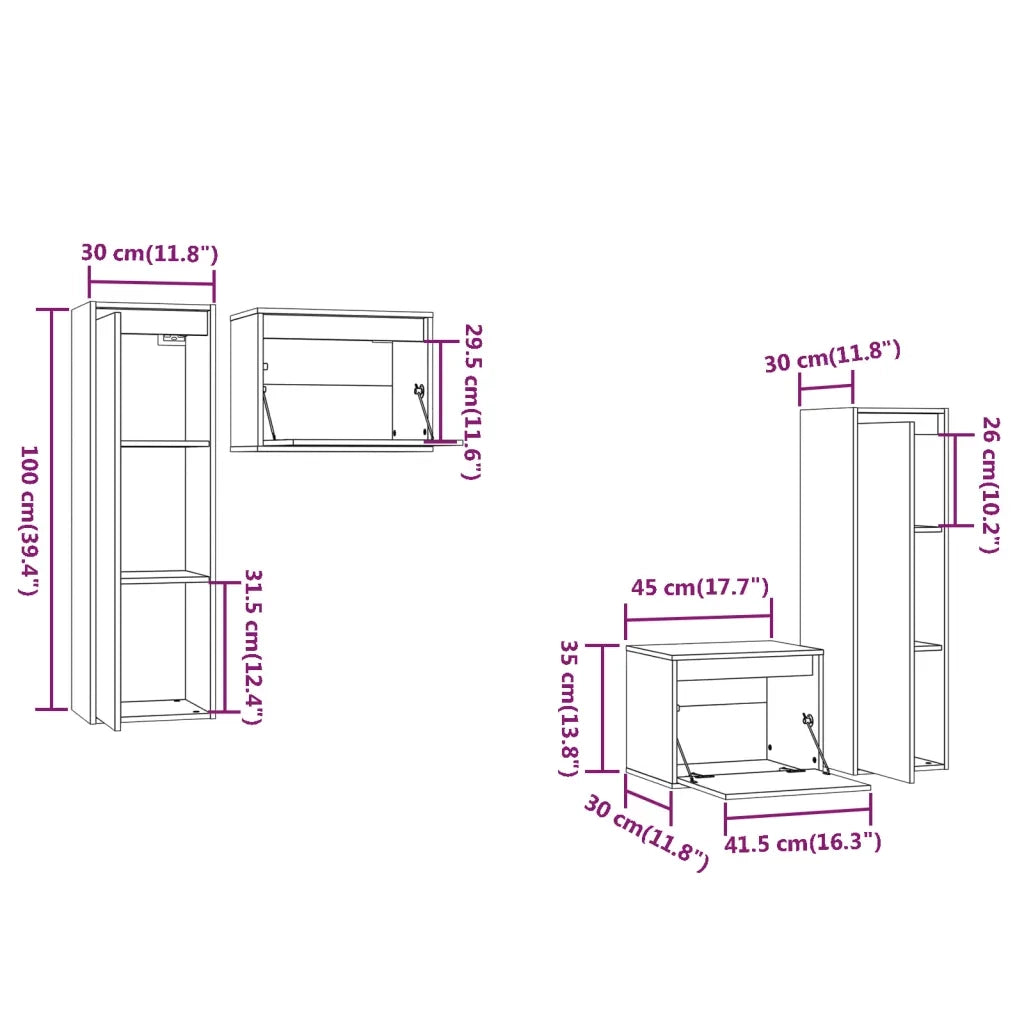 Mobili Porta TV 4 pz Miele in Legno Massello di Pino cod mxl 23416