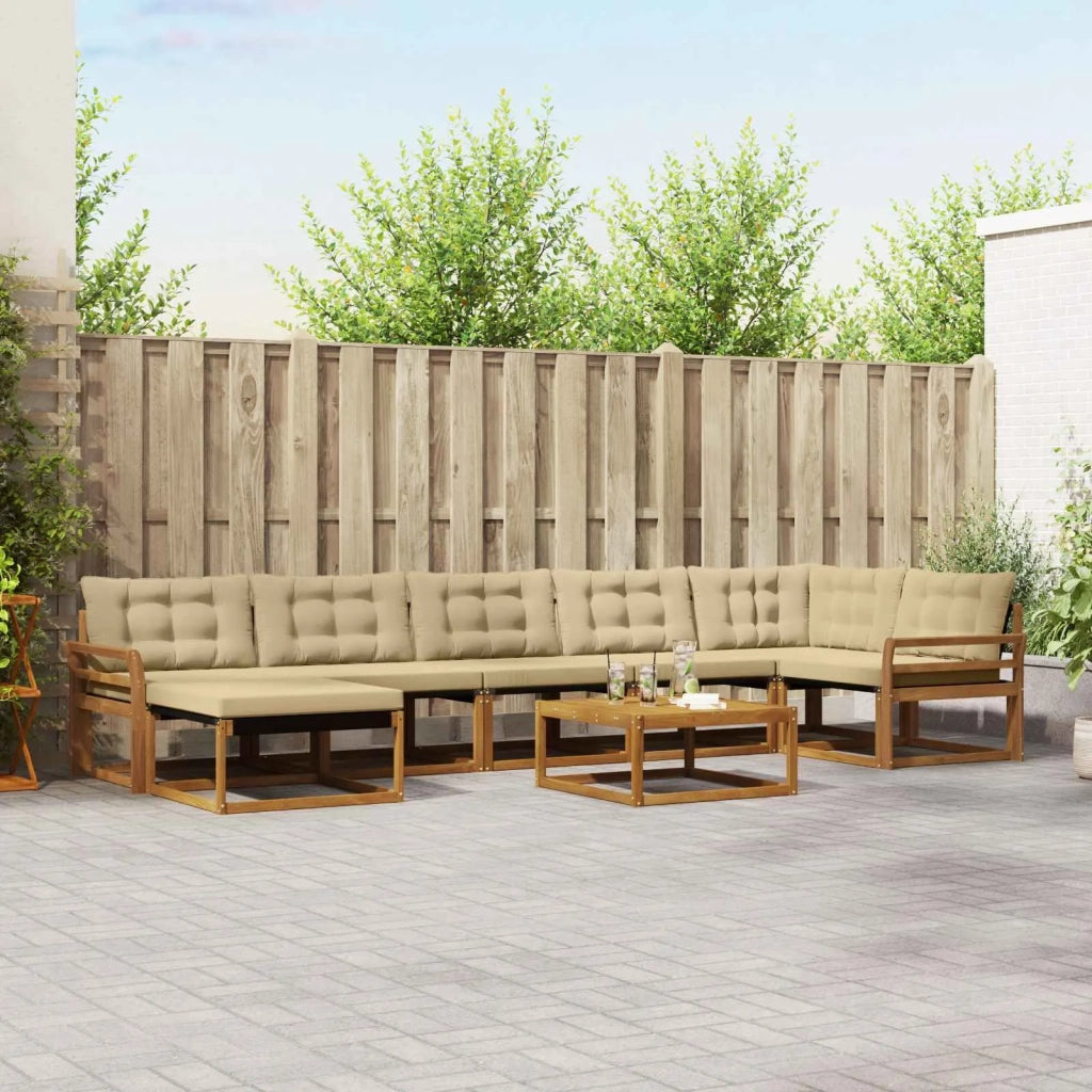 Set di divani da esterno con cuscino 22 pcs Naturale e Beige