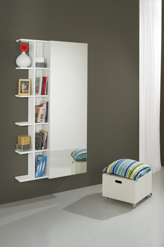 Scarpiera Libreria 5 Ripiani in Melaminico 88,5x25x160cm TFT Sc Bianca Specchio