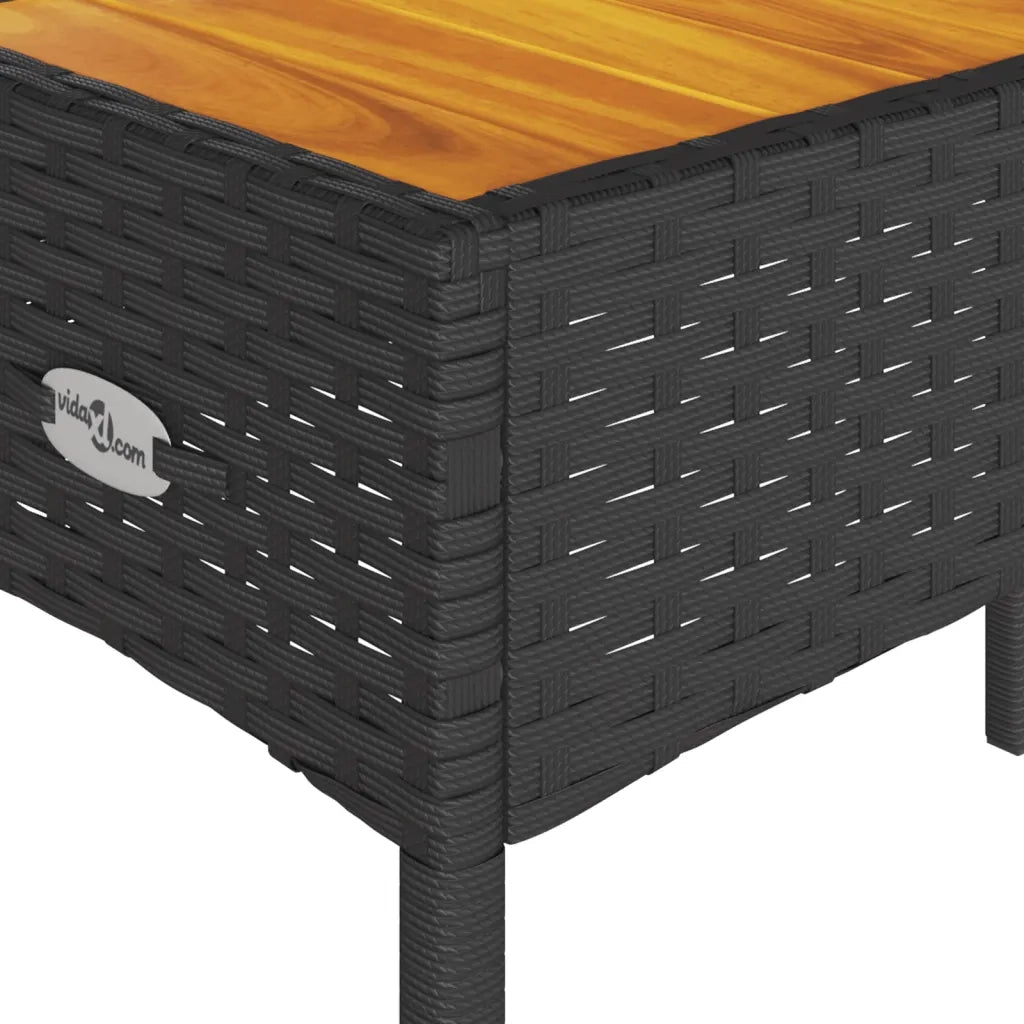 Panca da Giardino a 2 Posti Cuscini e Tavolo Nera in Polyrattan 365439