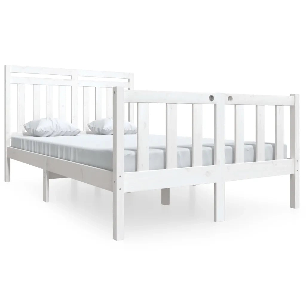 Giroletto-Struttura Letto Bianco in Legno Massello 140x200 cm 408762