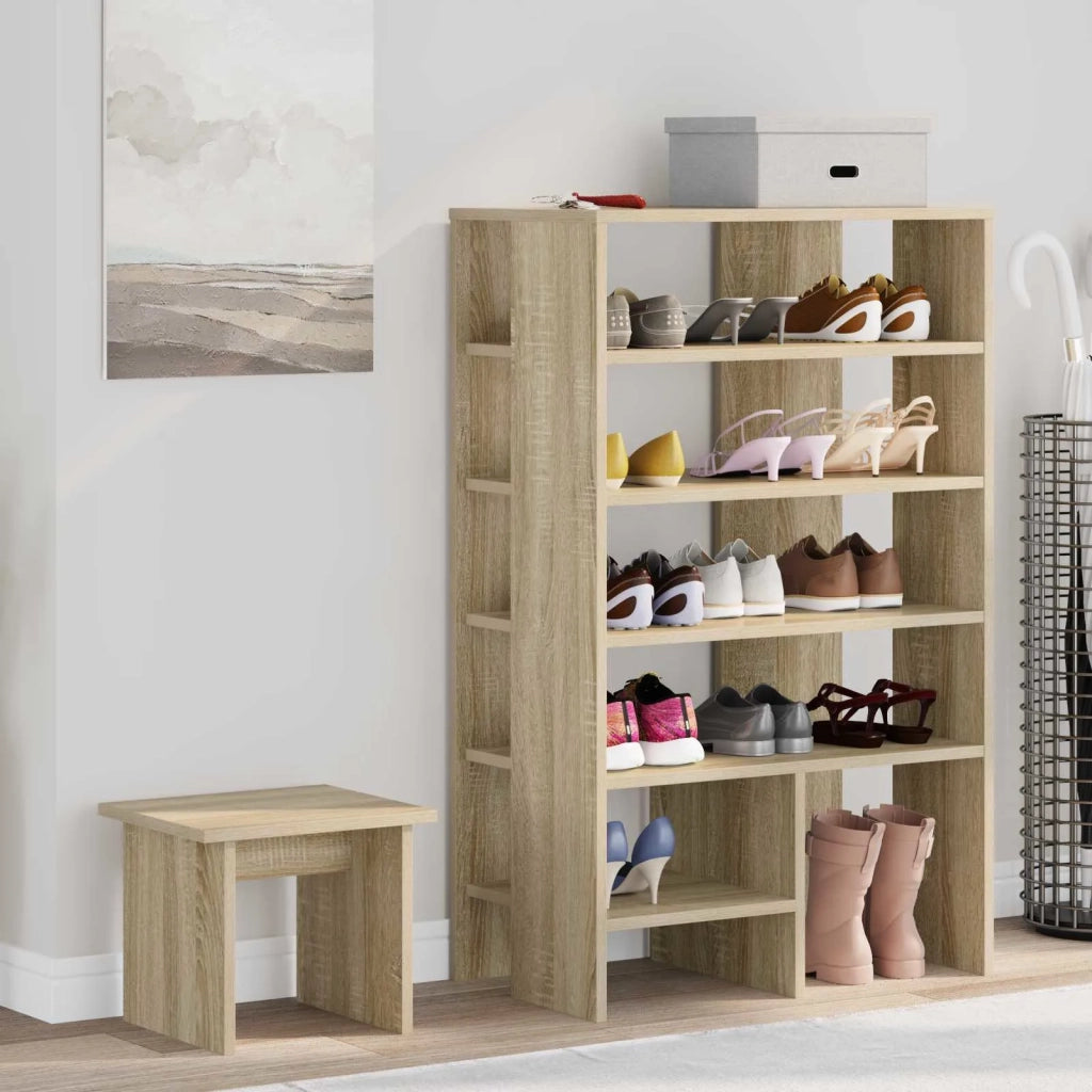 Mobile per scarpe 2 pz-Set di 2 Scarpiera Rovere Sonoma Legno multistrato