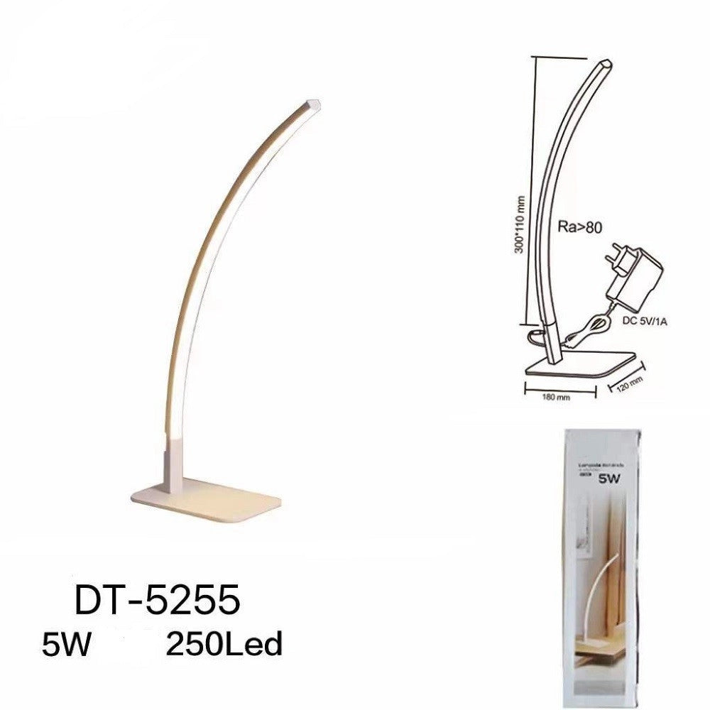 Trade Shop - Lampada Da Scrivania Led 5 Watt Lineare Curvo Design Moderno Per Tavolo Dt-5255 -