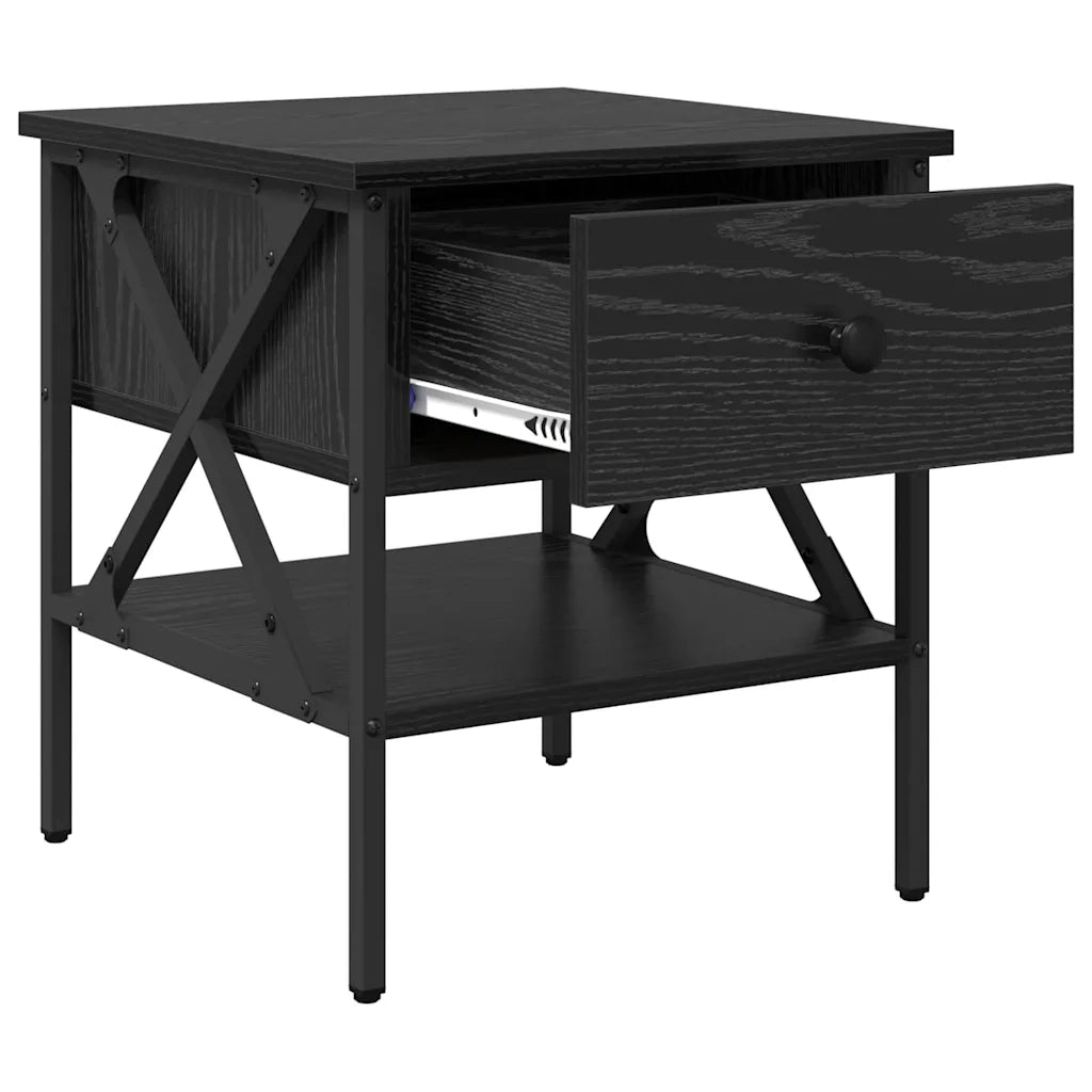 vidaXL Comodino con cassetto 2 pcs Rovere nero 40 x 42 x 45 cm