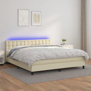 vidaXL Giroletto a Molle con Materasso e LED Crema 160x200 cm