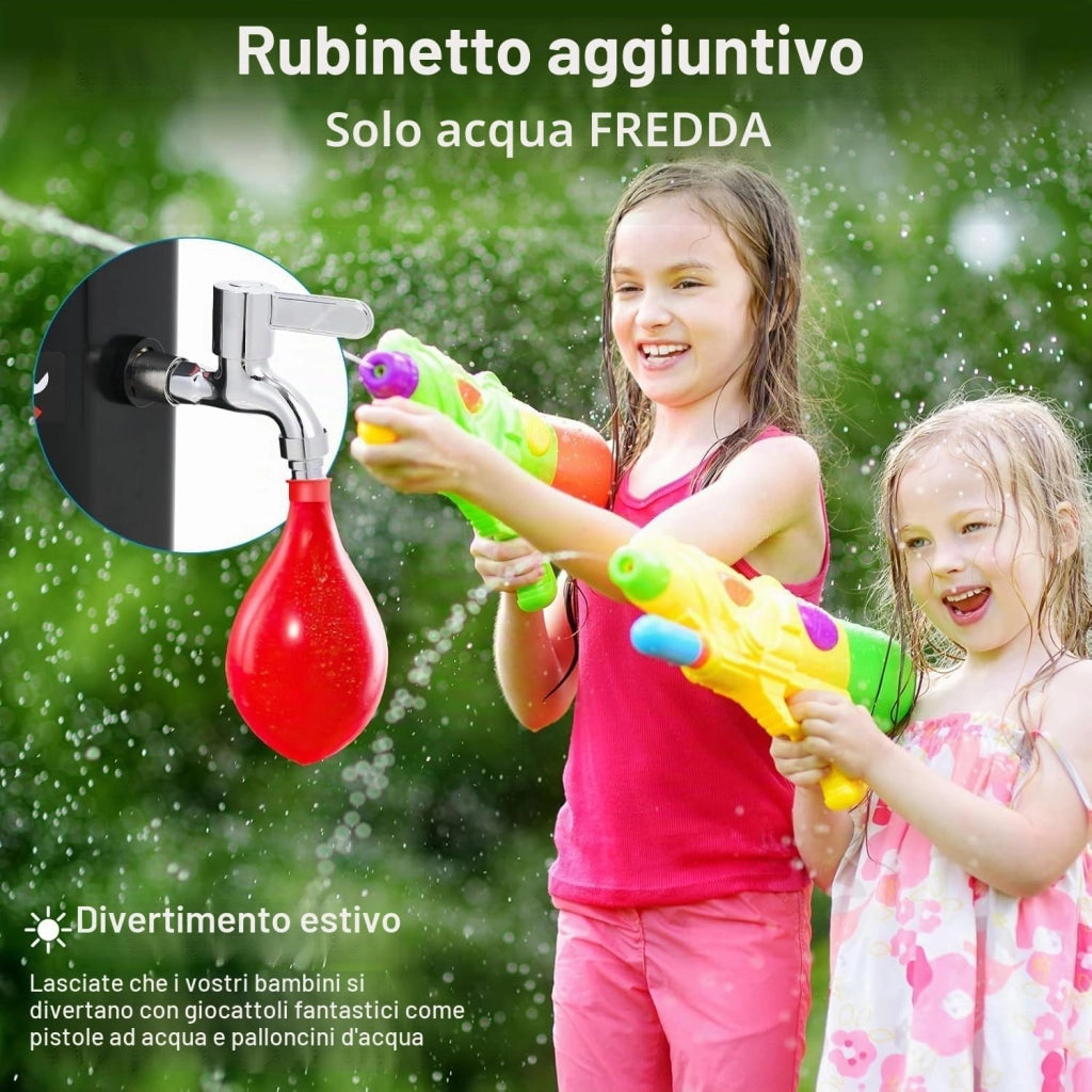 Doccia Solare 60 L, Doccia Solare da Giardino, con Soffione a Pioggia, Rubinetto, Attacco per Tubo da Giardino e Custodia Protettiva, Doccia per Piscina Senza Elettricità, Acqua Calda fino a 60 °C