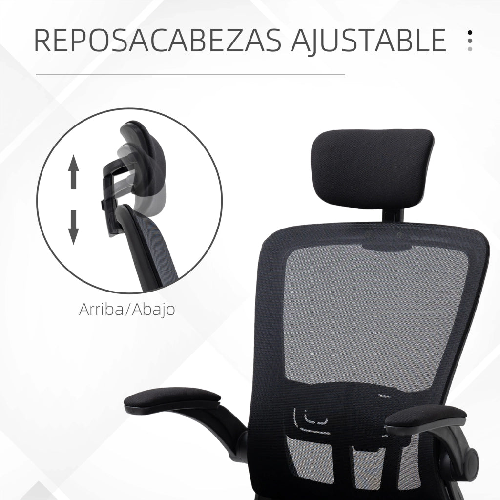 Sedia da ufficio con rete ¨C zephmum ¨C nera, 65x64x114-122 cm