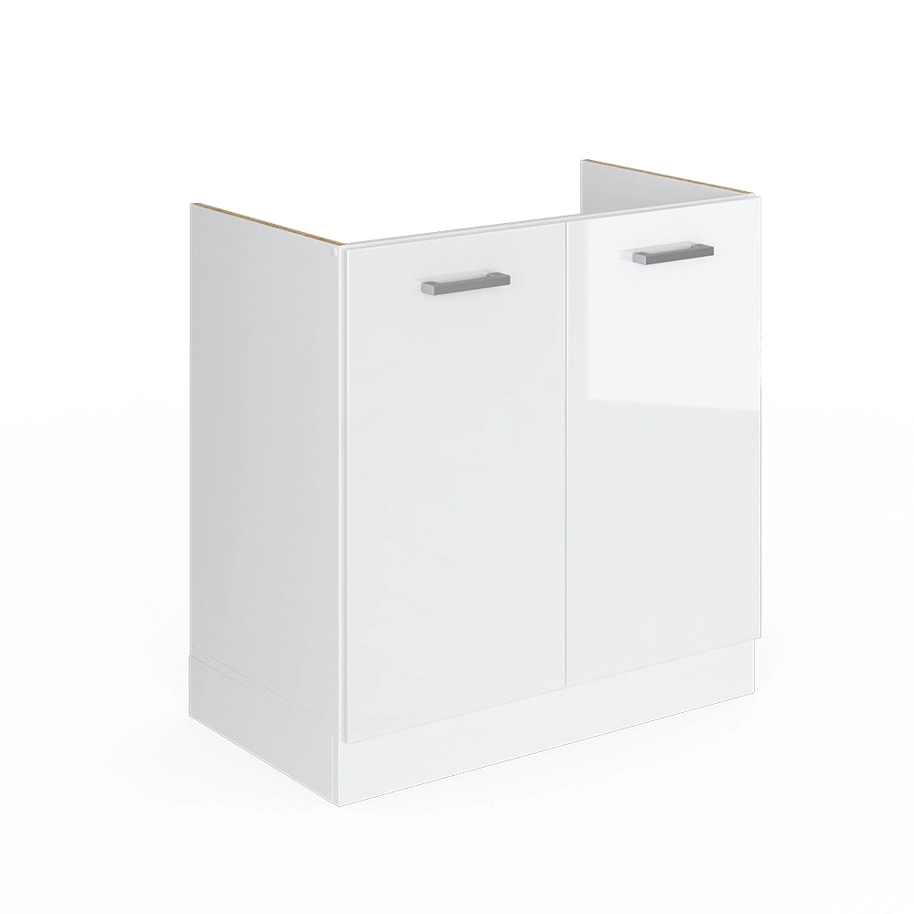 Mobile lavello cucina R-Line Bianco lucido/Bianco 80 cm senza piano di lavoro Vicco