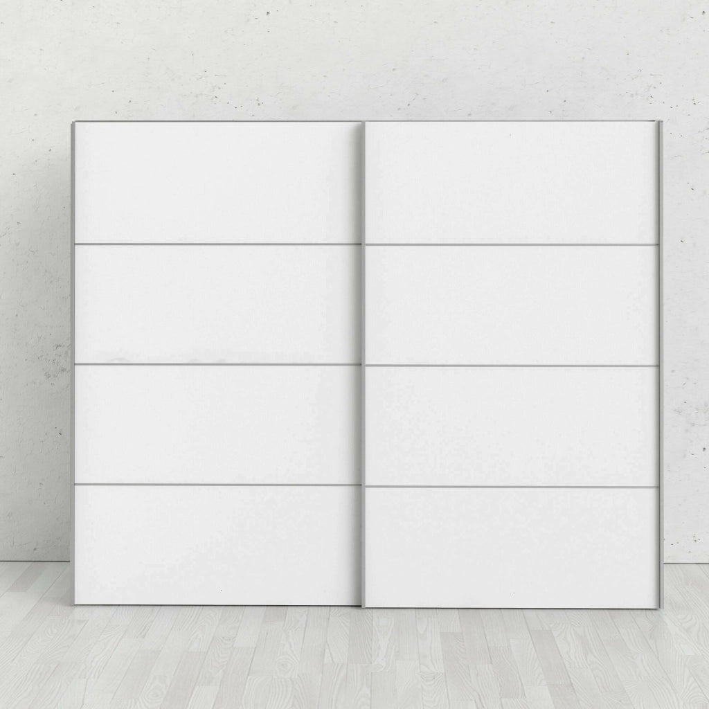 Guardaroba 2 ante Avelengo, Mobile camera da letto, Cabina armadio portabiti, Armadio appendiabiti, 243x64 h202 cm, Bianco